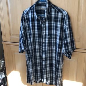 Mens Burberry 100% cotton black white check plaid shirt XXL